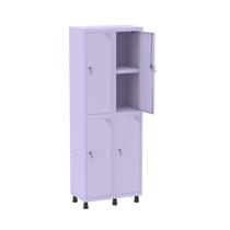 Armário Locker 2 Colunas, 4 Portas com Prateleira Central com Duas Chaves Rosa/Lilas