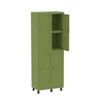 Armário Locker 2 Colunas, 4 Portas com Prateleira Central Duas Chaves Verde Miró Armário Locker 2 Colunas, 4 Portas com Prateleira Central Duas Chaves Verde Miró
