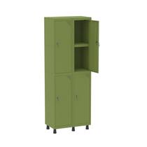 Armário Locker 2 Colunas, 4 Portas com Prateleira Central Duas Chaves Verde Miró Armário Locker 2 Colunas, 4 Portas com Prateleira Central Duas Chaves Verde Miró