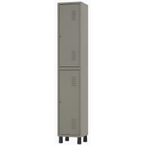 Armário Locker Aço 2 Portas com Ventilação e Pitão Ideal p/ Empresas, Academias e Vestiários Cinza