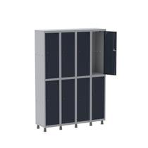 Armário Locker Guarda-Volume 8 Portas Aço Grp 504/8 Azul/Cinza/Delrey