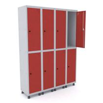 Armário Locker Guarda-Volume 8 Portas Aço Grp 504/8 Vermelho