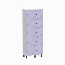 Armário Locker Guarda Volume Aço Light 10 Portas 69x179,5cm Roxo/Cinza/Lilás Armário Locker Guarda Volume Aço Light 10 Portas 69x179,5cm Roxo/Cinza/Lilás