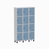 Armário Locker Guarda Volume Aço Light 12 Portas 103,5x179,5cm Azul/Cinza/Dali
