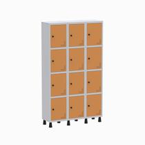 Armário Locker Guarda Volume Aço Light 12 Portas 103,5x179,5cm Laranja/Cinza Armário Locker Guarda Volume Aço Light 12 Portas 103,5x179,5cm Laranja/Cinza