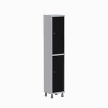 Armário Locker Guarda Volume Aço Light 2 Portas 34,5x179,5cm Cinza/Preto Armário Locker Guarda Volume Aço Light 2 Portas 34,5x179,5cm Cinza/Preto