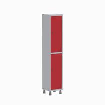 Armário Locker Guarda Volume Aço Light 2 Portas 34,5x179,5cm Cinza/Vermelho Armário Locker Guarda Volume Aço Light 2 Portas 34,5x179,5cm Cinza/Vermelho