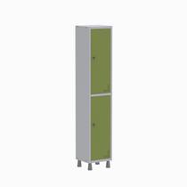 Armário Locker Guarda Volume Aço Light 2 Portas 34,5x179,5cm com Prateleira Interna Cinza/Verde Armário Locker Guarda Volume Aço Light 2 Portas 34,5x179,5cm com Prateleira Interna Cinza/Verde