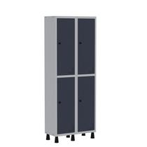 Armário Locker Guarda Volume Aço Light 4 Portas 69x179,5cm Cinza/Azul Delrei
