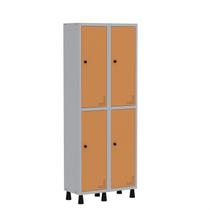 Armário Locker Guarda Volume Aço Light 4 Portas 69x179,5cm Cinza/Laranja Armário Locker Guarda Volume Aço Light 4 Portas 69x179,5cm Cinza/Laranja