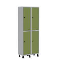 Armário Locker Guarda Volume Aço Light 4 Portas 69x179,5cm com Prateleira Interna Cinza/Verde Armário Locker Guarda Volume Aço Light 4 Portas 69x179,5cm com Prateleira Interna Cinza/Verde