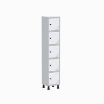 Armário Locker Guarda Volume Aço Light 5 Portas 34,5x179,5cm Preto/Cinza