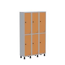 Armário Locker Guarda Volume Aço Light 6 Portas 103,5x179,5cm Cinza/Laranja Armário Locker Guarda Volume Aço Light 6 Portas 103,5x179,5cm Cinza/Laranja