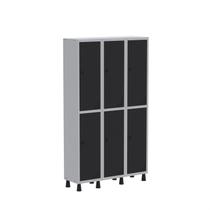 Armário Locker Guarda Volume Aço Light 6 Portas 103,5x179,5cm com Prateleira Interna Cinza/Preto Armário Locker Guarda Volume Aço Light 6 Portas 103,5x179,5cm com Prateleira Interna Cinza/Preto