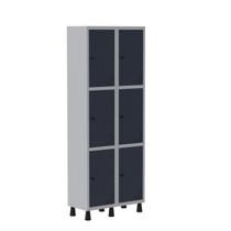 Armário Locker Guarda Volume Aço Light 6 Portas 69x179,5cm Azul/Cinza/Delrei