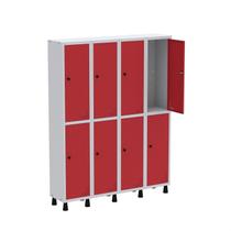 Armário Locker Guarda Volume Aço Light 8 Portas 138x179,5cm Cinza/Vermelho Armário Locker Guarda Volume Aço Light 8 Portas 138x179,5cm Cinza/Vermelho
