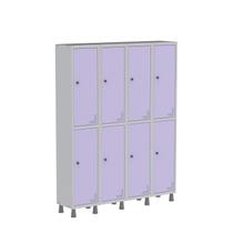 Armário Locker Guarda Volume Aço Light 8 Portas 138x179,5cm com Prateleira Interna Cinza/Lilás Armário Locker Guarda Volume Aço Light 8 Portas 138x179,5cm com Prateleira Interna Cinza/Lilás