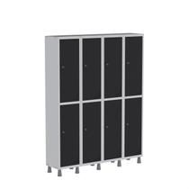 Armário Locker Guarda Volume Aço Light 8 Portas 138x179,5cm com Prateleira Interna Cinza/Preto Armário Locker Guarda Volume Aço Light 8 Portas 138x179,5cm com Prateleira Interna Cinza/Preto
