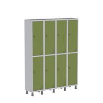 Armário Locker Guarda Volume Aço Light 8 Portas 138x179,5cm com Prateleira Interna Cinza/Verde Armário Locker Guarda Volume Aço Light 8 Portas 138x179,5cm com Prateleira Interna Cinza/Verde