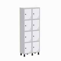 Armário Locker Guarda Volume Aço Light 8 Portas 69x179,5cm Branco/Cinza