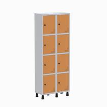 Armário Locker Guarda Volume Aço Light 8 Portas 69x179,5cm Laranja/Cinza Armário Locker Guarda Volume Aço Light 8 Portas 69x179,5cm Laranja/Cinza