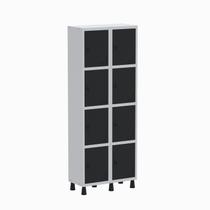 Armário Locker Guarda Volume Aço Light 8 Portas 69x179,5cm Preto/Cinza Armário Locker Guarda Volume Aço Light 8 Portas 69x179,5cm Preto/Cinza