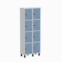Armário Locker Guarda Volume Aço Light 8 Portas 69x179,5cm Roxo/Cinza/Lilás