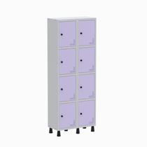 Armário Locker Guarda Volume Aço Light 8 Portas 69x179,5cm Roxo/Cinza/Lilás Armário Locker Guarda Volume Aço Light 8 Portas 69x179,5cm Roxo/Cinza/Lilás