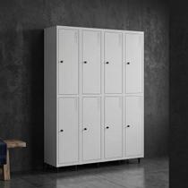 Armário Locker Guarda-volume de Aço 8 Portas com Fecho para Cadeado Vestiário Academia