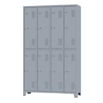 Armário Locker para Vestiário 8 portas grandes Cinza