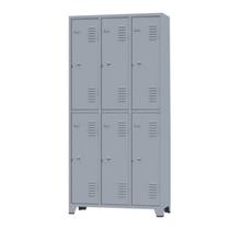 Armário Locker para Vestiário de aço 6 Portas Grandes Cinza Armário Locker para Vestiário de aço 6 Portas Grandes Cinza