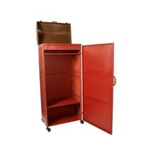 Armário Madeira Maciça Vermelho Rodinhas Primeira Linha