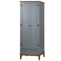 Armario Malibu 2 Portas e 1 Gaveta cor Cinza com Amendoa 204 cm - 63542