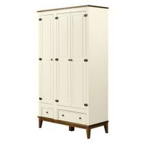 Armario Malibu 3 Portas e 2 Gavetas cor Off White com Amendoa 204 cm - 63656