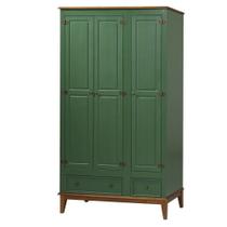 Armario Malibu 3 Portas e 2 Gavetas cor Verde com Amendoa 204 cm - 63588 Armario Malibu 3 Portas e 2 Gavetas cor Verde com Amendoa 204 cm - 63588