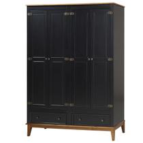 Armario Malibu 4 Portas e 2 Gavetas cor Preto com Amendoa 204 cm - 62384