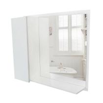 Armário Mdf Espelho Na Porta, Prateleira, Espelheira para Banheiro (branco) - Dom Móveis
