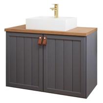 Armário MGM Alure 60cm 100% MDF Com Cuba de Mármore Sintético 2 Portas Banheiro Cor Titânio/Freijó Armário MGM Alure 60cm 100% MDF Com Cuba de Mármore Sintético 2 Portas Banheiro Cor Titânio/Freijó