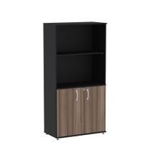 Armario Misto 02 Portas Maxxi Pandin 1,60 M Walnut e Preto Armario Misto 02 Portas Maxxi Pandin 1,60 M Walnut e Preto
