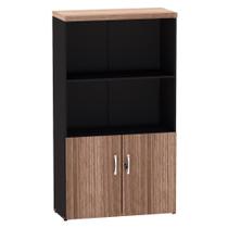 Armario Misto 02 Portas PE 40 Pandin 1,60 M Walnut e Preto