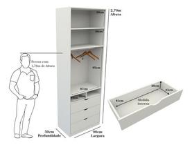 Armário Misto M21 Gaveta Arara Roupeiro Quarto Mdp