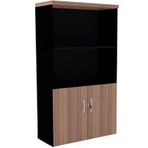 Armário Misto PE40 Pandin 80 cm (largura) em MDP Cor Noce Naturalle e Preto Duas portas Armário Misto PE40 Pandin 80 cm (largura) em MDP Cor Noce Naturalle e Preto Duas portas