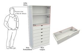 Armário Misto Prateleira Gaveteiro M5 Mdp Cômoda Roupeiro