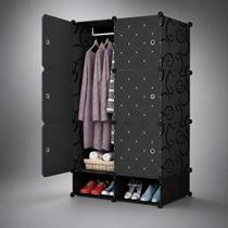 Armário Modular 6 Portas com Cabideiro e Nichos Organizador Preto