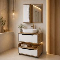 Armário Modular Banheiro CR10170 2 Portas 1 Gaveta MDP TAMANHO 60CM Amêndoa-branco Multimóveis Armário Modular Banheiro CR10170 2 Portas 1 Gaveta MDP TAMANHO 60CM Amêndoa-branco Multimóveis