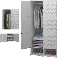 Armário modular com arara, cabideiro e sapateira, estante organizadora decorativa e compacta Armário modular com arara, cabideiro e sapateira, estante organizadora decorativa e compacta