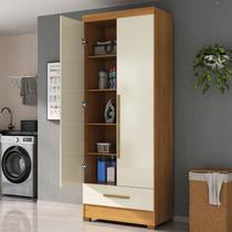Armário Multiuso 100% MDF 2 Portas 1 Gaveta Smart Espresso Móveis Bege/Cinamomo/Off White
