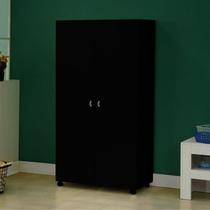 Armário Multiuso 163cm x 86cm 2 Portas 6 Nichos Espaço para Vassoura Preto