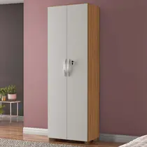 Armário Multiuso 2 Portas 4 Prateleiras Leini Freijó Trend/Off White - Pnr Móveis