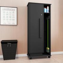 Armário Multiuso 2 Portas com Chave e 4 Prateleiras com Nicho e Suporte para Vassoura Caribe